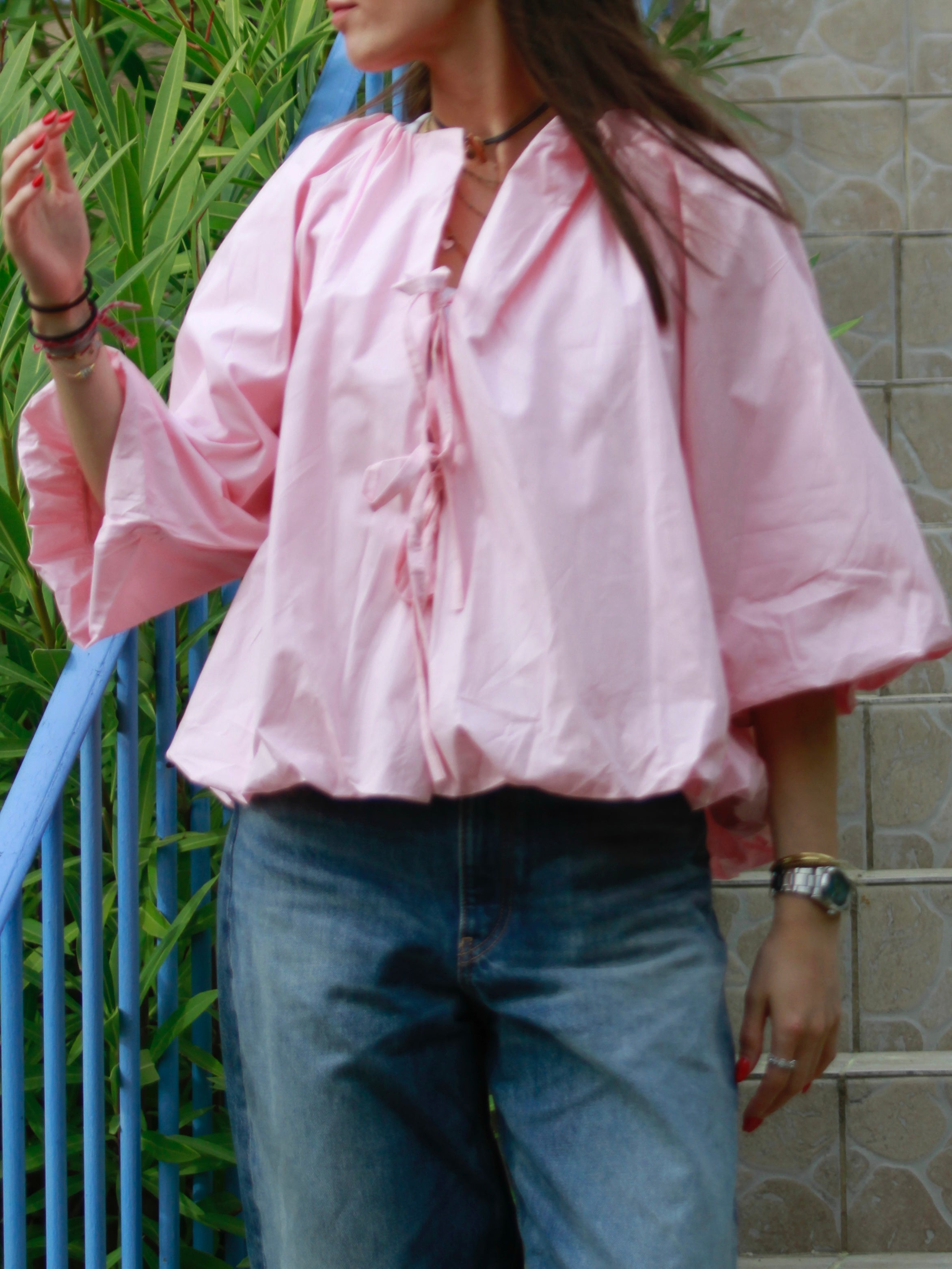 Blouse Célia rose look
