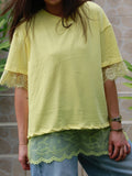 T-Shirt dentelle jaune face